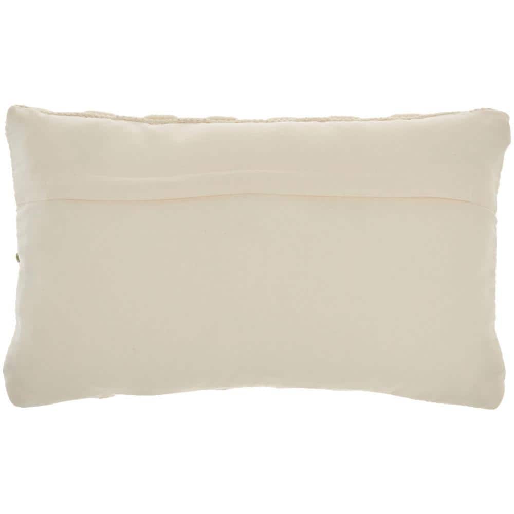 Sage and Ivory Rectangular Embroidered Throw Pillow
