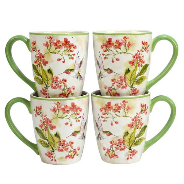 Certified International Hummingbirds 14 oz. Multi-Colored Ceramic Mug (Set of 4)