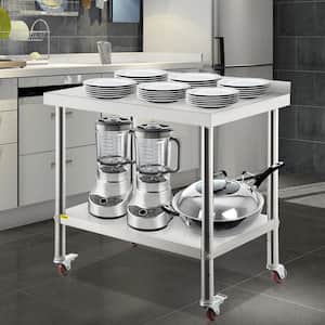 Stainless Steel Prep Table 30 x 24 x 35 in. Heavy Duty Metal Worktable with Adjustable Undershelf Kitchen Utility Tables