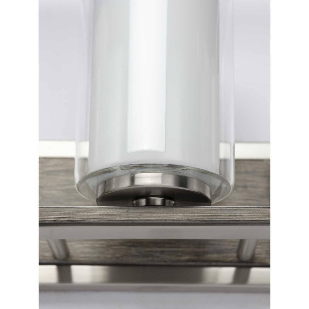 Mast 24" Brushed Nickel 3-Light Bath Vanity with Clear and Etched Glass Shades