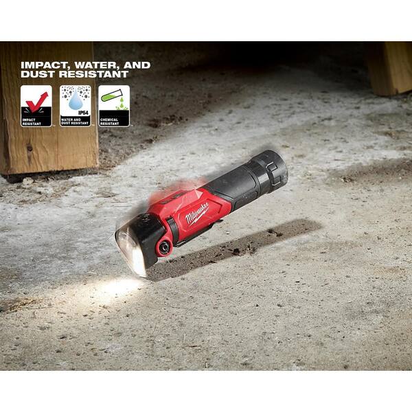 milwaukee flashlight 14-45-1825 Milwaukee 500 Lumens LED Pivoting REDLITHIUM USB Flashlight & 800 Lumens  LED USB Rechargeable HP Fixed Focus Flashlight (2-Pack) 2113-21-2160-21