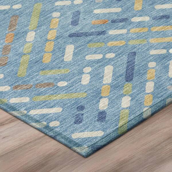 Chantille Machine Washable Indoor/Outdoor Abstract ACN3091 Denim 10 ft. x 14 ft. Area Rug