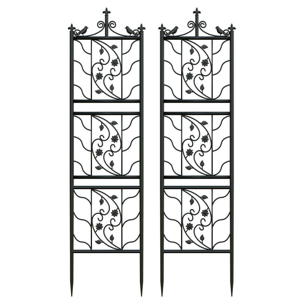 78 in. Garden Trellises Black Metal Outdoor Decorative Trellis