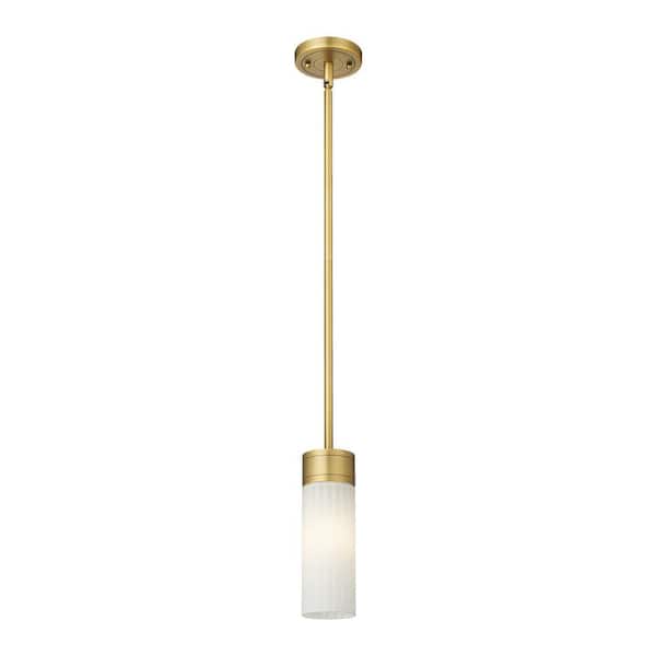 Empire 100-Watt 1 Light Brushed Brass Shaded Pendant Light with Frosted glass Frosted Glass Shade