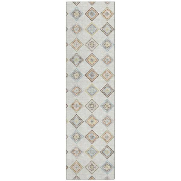 Chantille Machine Washable Indoor/Outdoor Abstract ACN2624 Ivory 2 ft. x 7 ft. Runner Rug