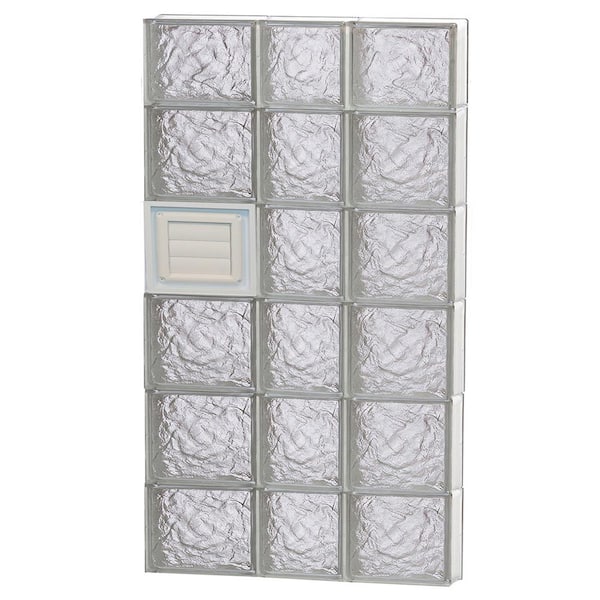 Clearly Secure 21.25 in. x 42.5 in. x 3.125 in. Frameless Ice Pattern Glass Block Window with Dryer Vent