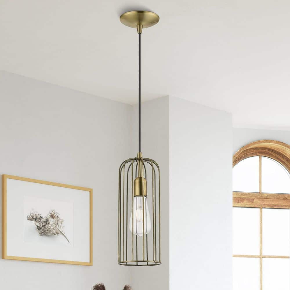 Glenbrook Antique Brass Mini Pendant Light with Glass Shade