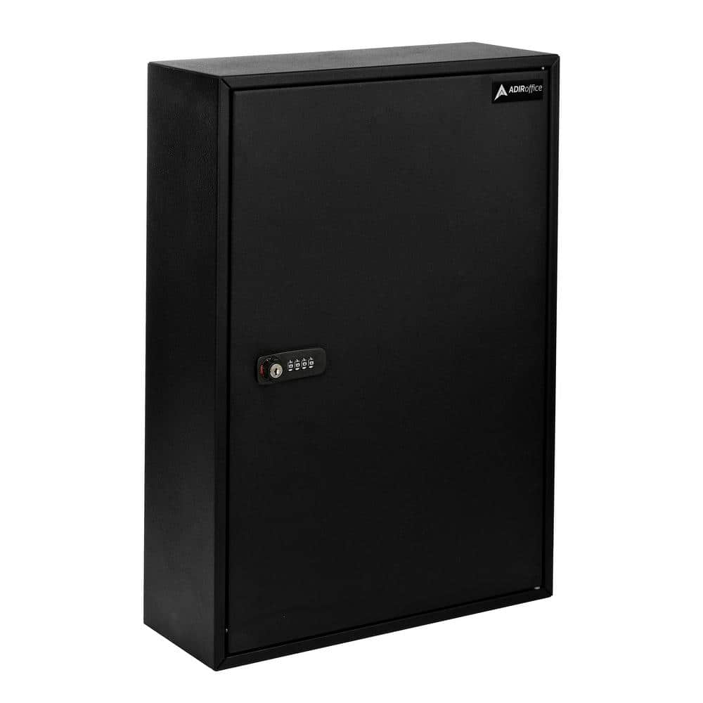 200-Key Steel Storage Key Cabinet with Combination and Key Lock, Black