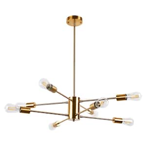 8-Light Modern Sputnik Chandelier Pendant Lighting Mid Century Gold Industrial Light Fixture for Living Room Dining Room
