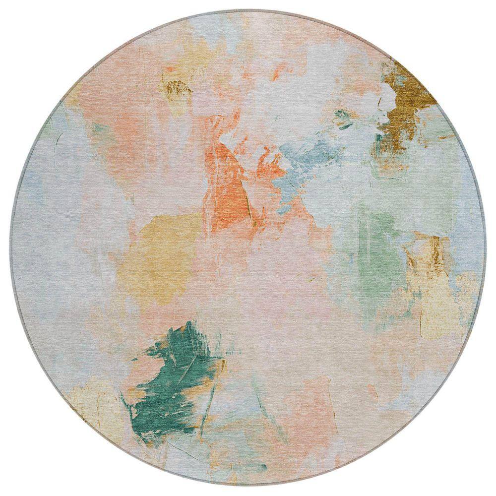 Peach Abstract Rug Addison Rugs Chantille Machine Washable Indoor/Outdoor Abstract ACN1914 ...