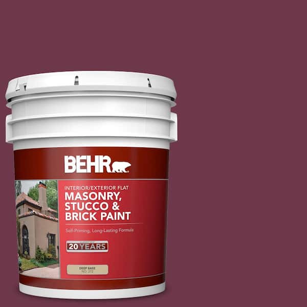 BEHR 5 gal. #PPU1-14 Formal Maroon Flat Interior/Exterior Masonry, Stucco and Brick Paint