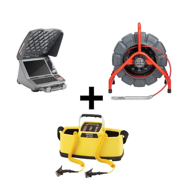 RIDGID SeeSnake Mini Pro Sewer Camera Inspection Reel w/ CS12x 12 in. Monitor & SeekTech ST-510 Underground Transmitter Bundle