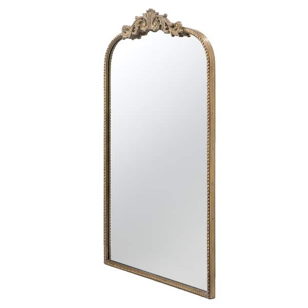 Gold 24 in W x 36 in. H Art Deco Arch MDF Framed Mirror Wall Mirror Wall Decor Mirror