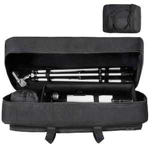 30in. Black Telescope Case Telescope Storage Bag with Fixed Buckles Multi-Pocket and Detachable Divider Briefcase  ( M )