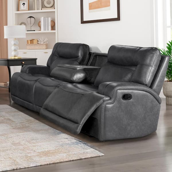 NEW CLASSIC HOME FURNISHINGS New Classic Furniture Titan 90.75 in. Slope Arm Polyester Rectangle Sofa in. Gray