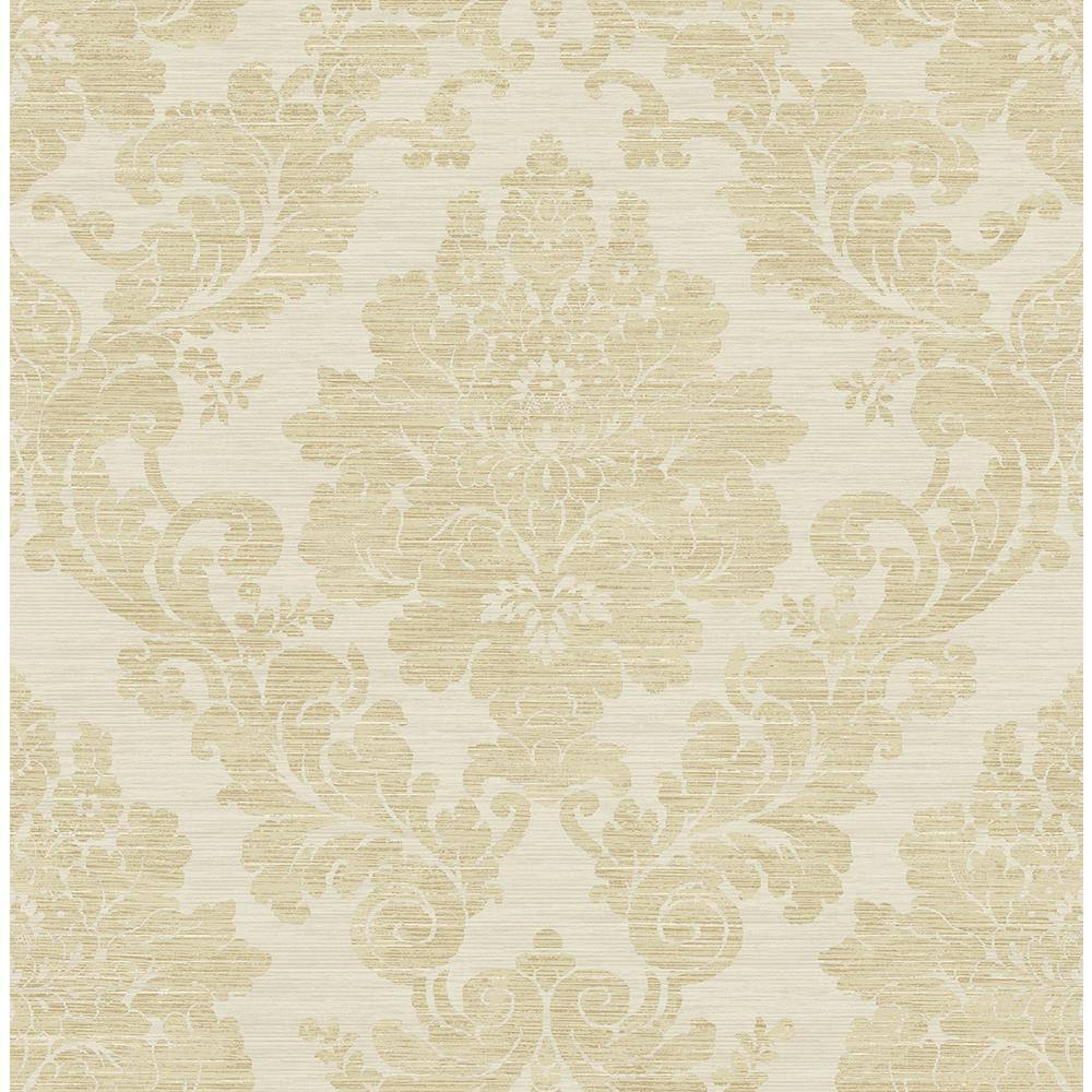 Prestigious Gold and Beige Damask Non-Pasted Wallpaper Roll