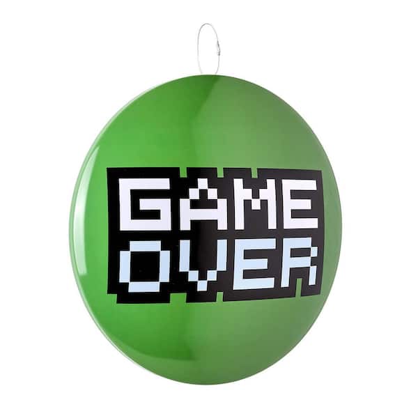 American Art Decor Dome Shaped Metal Wall Art Sign-Arcade, Man Cave, Garage, Game Room, Bedroom (Game Over)Green/White, 15" H x 15" L
