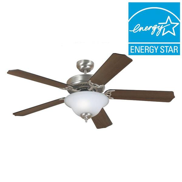 Generation Lighting Quality Max Plus 52 in. Brushed Nickel Ceiling Fan with Cerused Oak/Ebony Blades