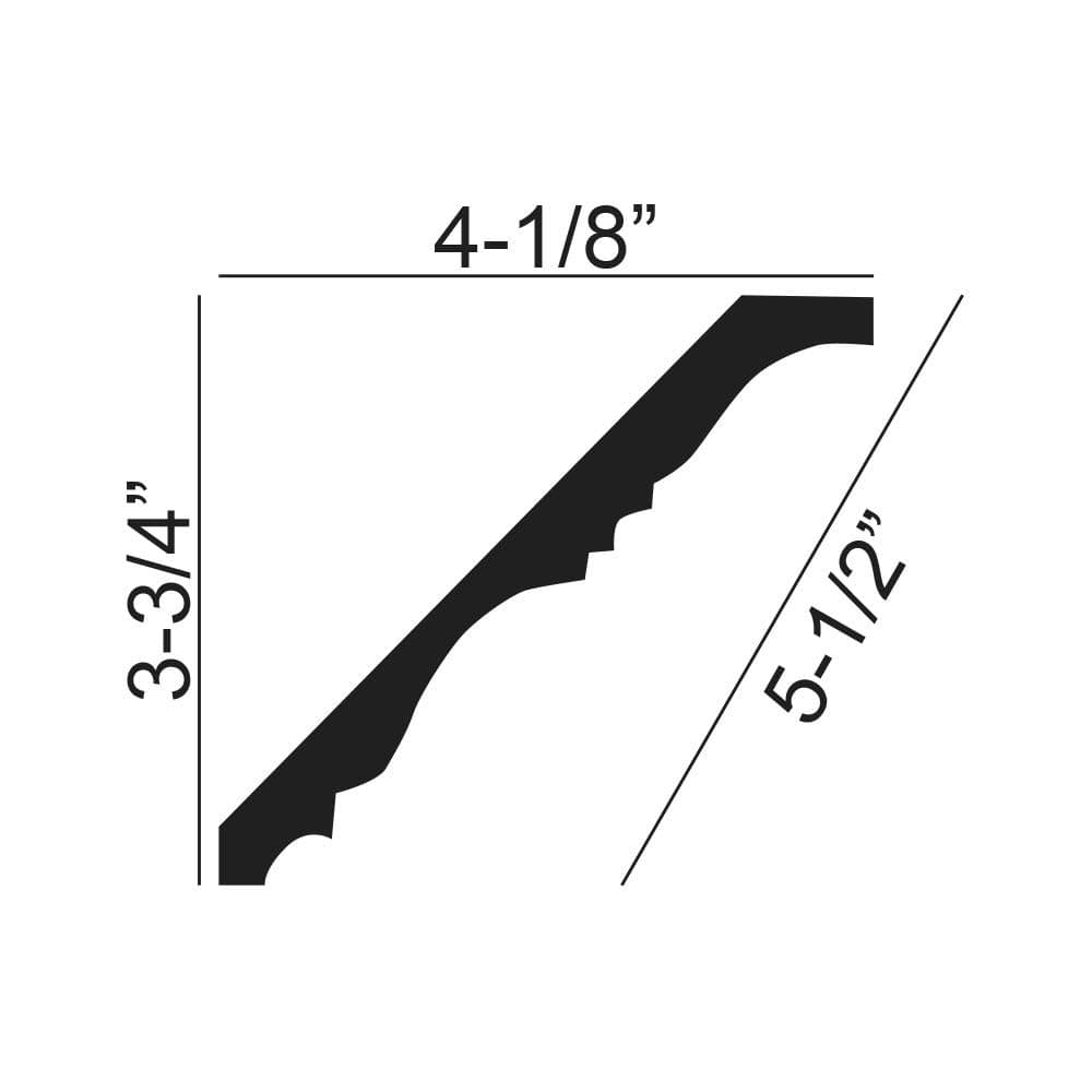 6-Inch White Polyurethane Floral Crown Moulding Sample
