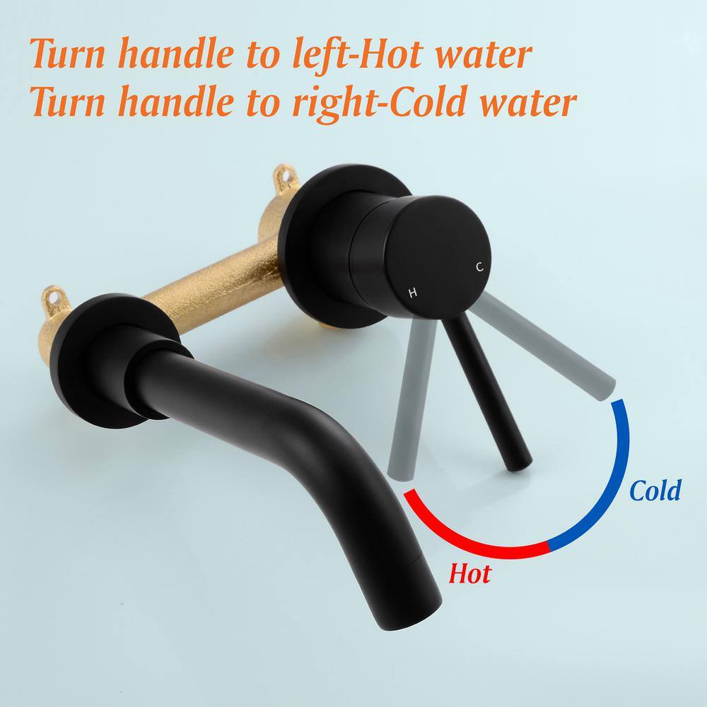 Matte Black Wall Mounted Single Handle Bathroom Faucet