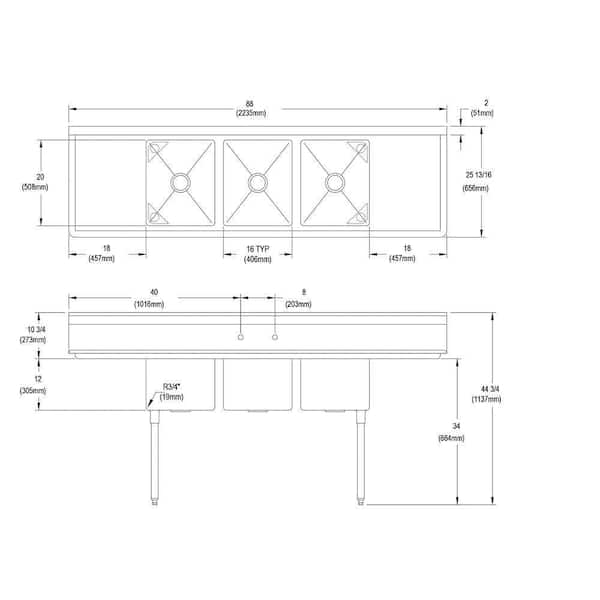 Elkay Dependabilt 88 in. Freestanding Stainless Steel 3