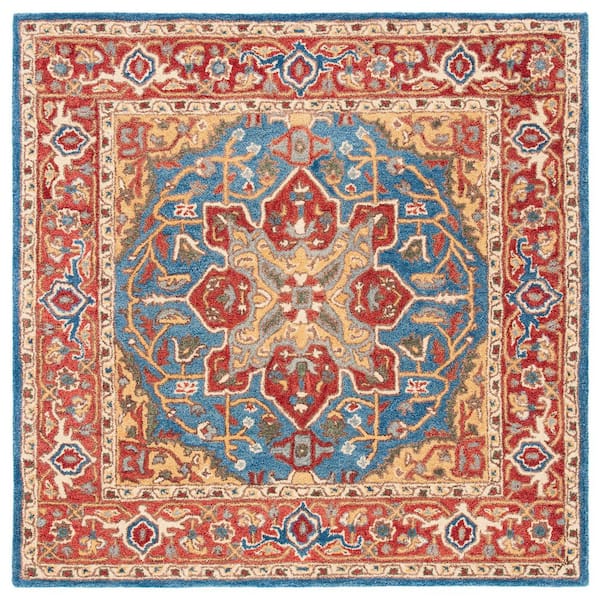 Antiquity 6 ft. x 6 ft. Red/Blue Traditional Medallion Square Area Rug