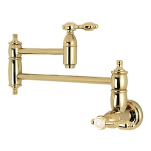 Tudor Wall-Mounted Potfiller Lever Handle in Polished Brass