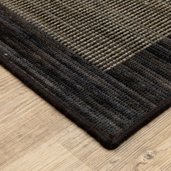 Wells 2 ft. x 10 ft. Grey/Charcoal Border Area Rug