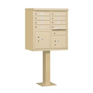 Sandstone USPS Access Cluster Box Unit with 8 A Size Doors and Pedestal