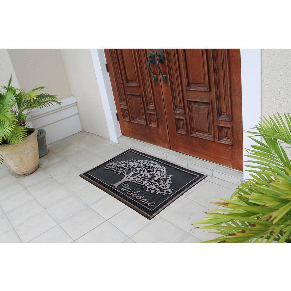 Large Black and Bronze Rubber Outdoor Decorative Doormat