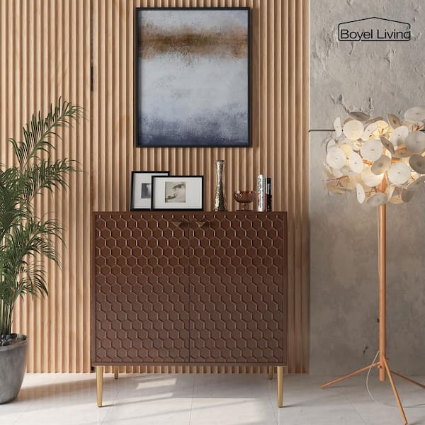 Boyel Living Chocolate 32 in. H Modern Accent Cabinet with 2-Door and Adjustable shelves