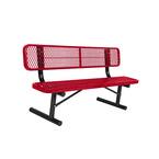 Portable 8 ft. Red Diamond Commercial Park Bench with Back