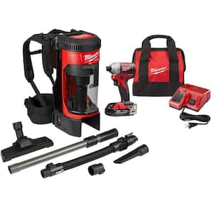 M18 FUEL 18-Volt Lithium-Ion Brushless 1 Gal. Cordless 3-in-1 Backpack Vacuum with M18 1/4 in. Compact Impact Driver Kit