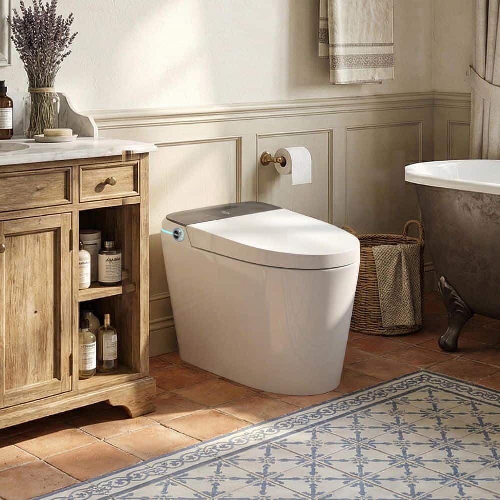TOTTE 1-Piece 1.28 GPF Dual Flush Smart Bidet Elongated Toilet in