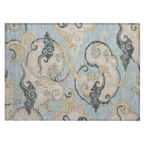 Chantille Machine Washable Indoor/Outdoor Abstract ACN3034 Spa 2 ft. x 3 ft. Accent Rug