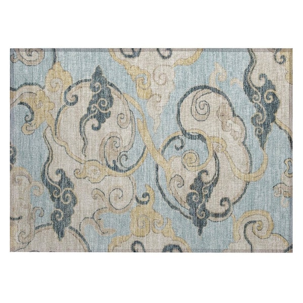 Chantille Machine Washable Indoor/Outdoor Abstract ACN3034 Spa 3 ft. x 4 ft. Area Rug