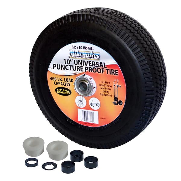 Sack cart trolley wheel tire replacement 10" SOLID NO TUBE NO puncture tubeless 