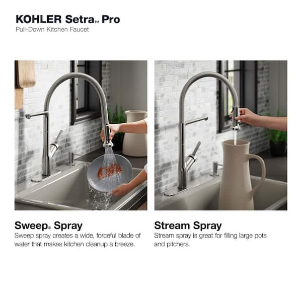 Setra Single-Handle Semi-Professional Kitchen Sink Faucet with Soap  Dispenser in Vibrant Brushed Moderne Brass