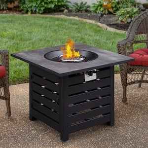 32 in. 50000 BTU Gray Frame Square Metal Outdoor Propane Gas Fire Pit Table