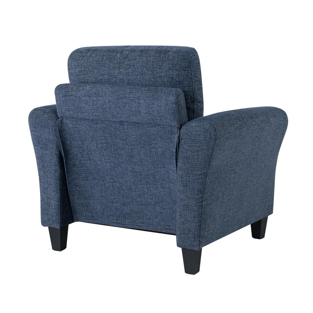 Blue Microfiber Accent Chair with Rolled Arms
