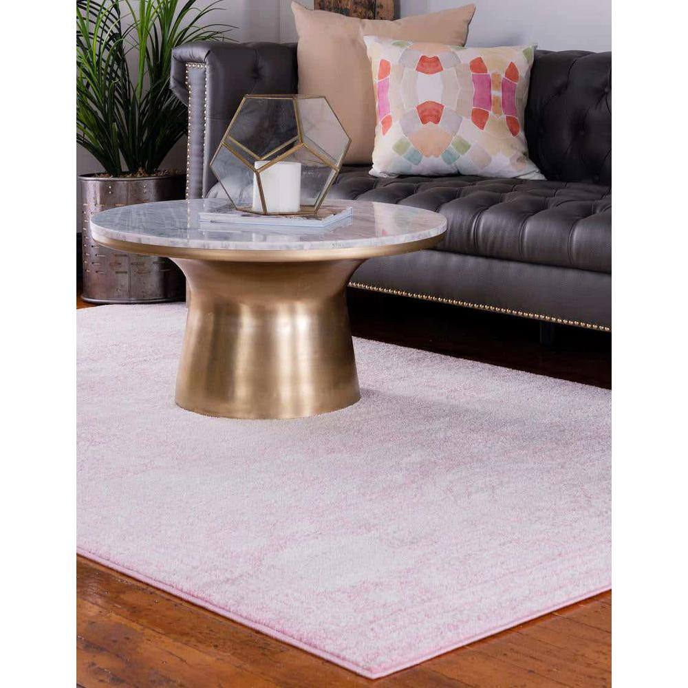 Pink and Ivory Geometric Rectangular Area Rug 8' x 11'