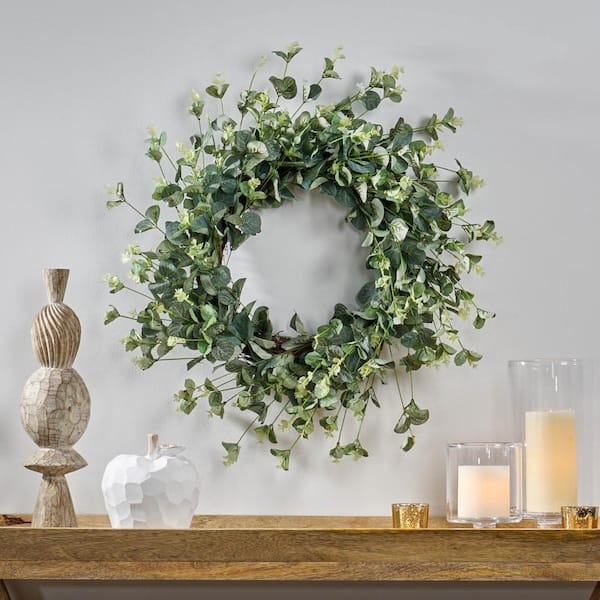 Noble House Cragin 22 in. Eucalyptus Artificial Christmas Wreath with Berries and Pinecones