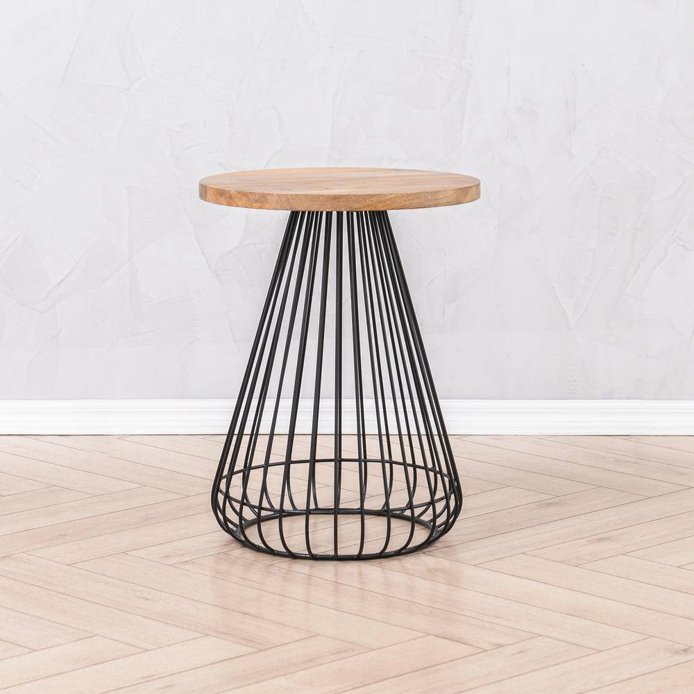 Melody 16 in Black 20 in Cage Mango Wood End Table - thumbnail 9