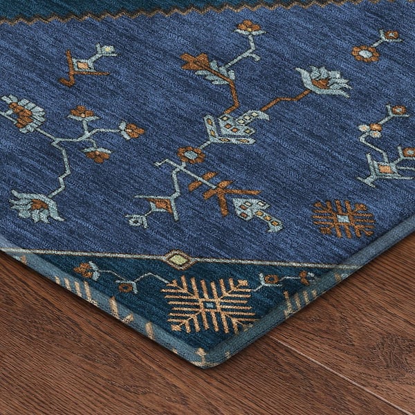Mayfield Premium Machine Washable Abstract AMF2472 Navy 10 ft. x 14 ft. Area Rug