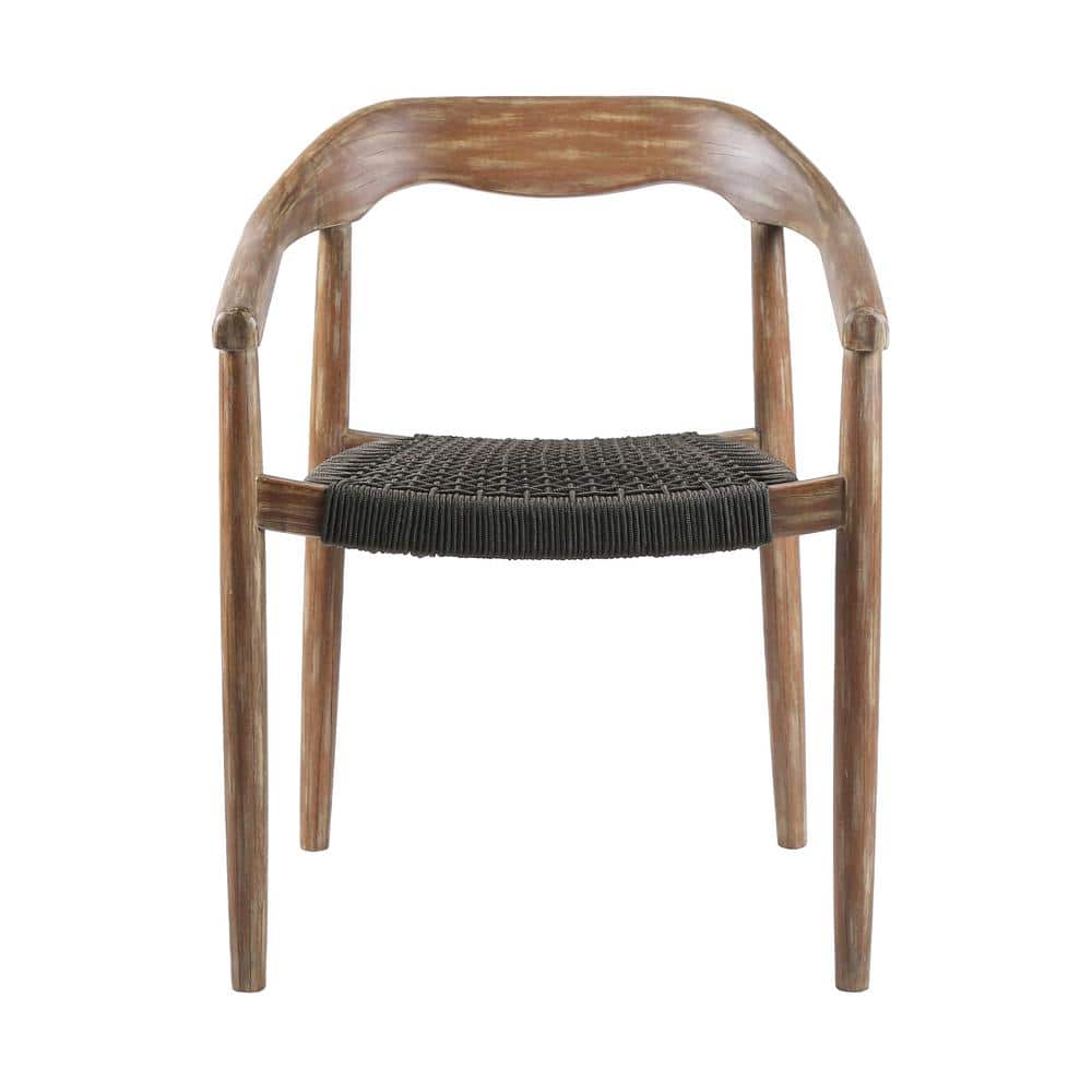 Eucalyptus Wood and Charcoal Rope 5-Piece Round Outdoor Dining Set