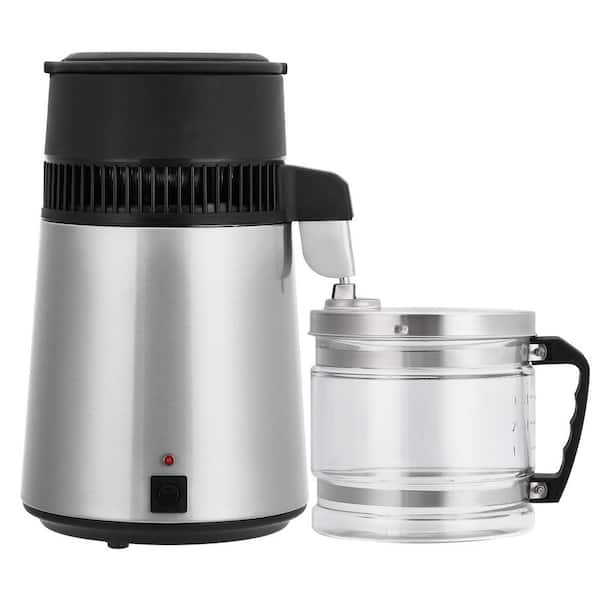 1Gal 4 Liters Sliver Stainless Steel Electric Kettle with Glass Container, Plastic Shell Distilled Water Machine, 8 Cup