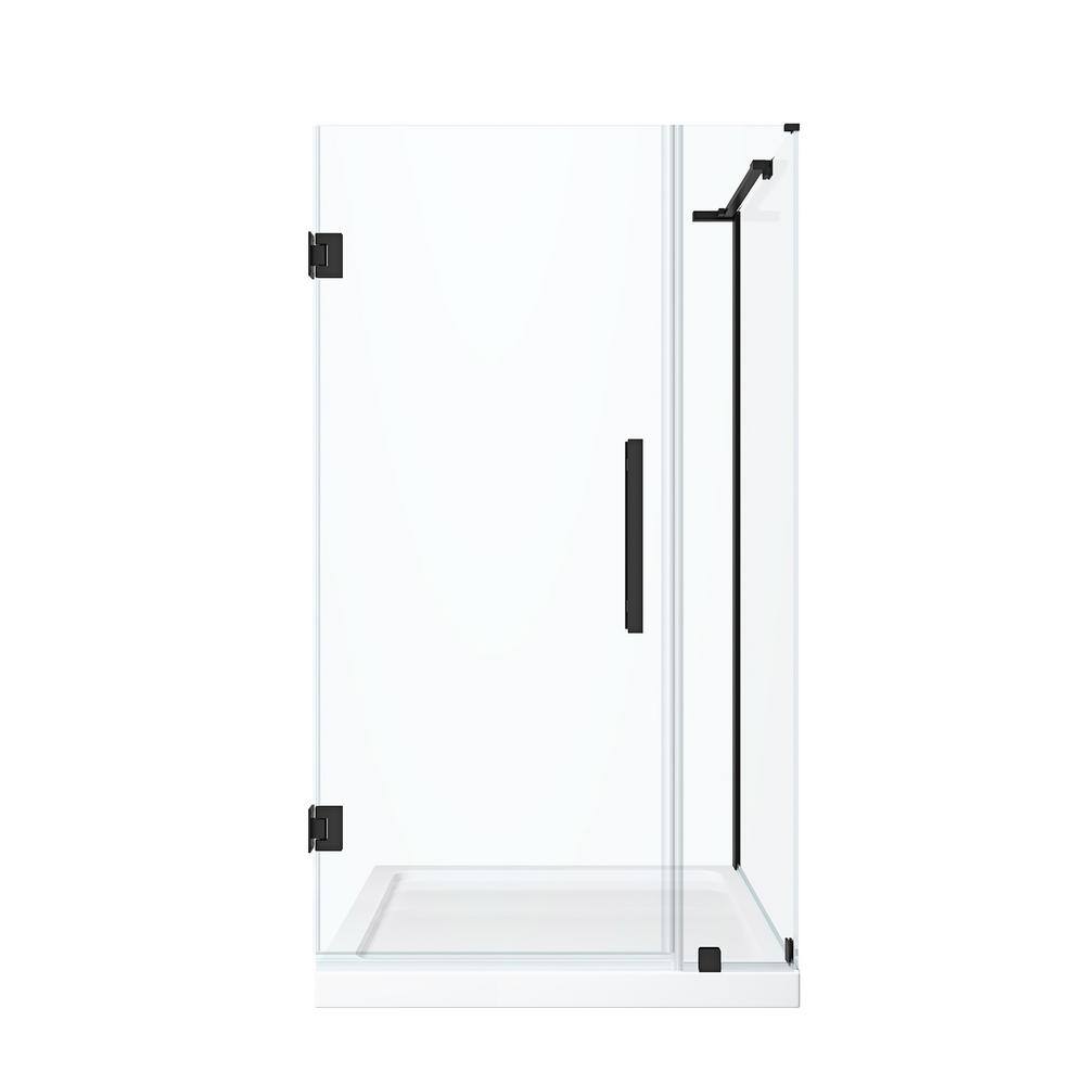 Endless Tampa-Pro 36'' Black Frameless Corner Shower Kit with Acrylic Base