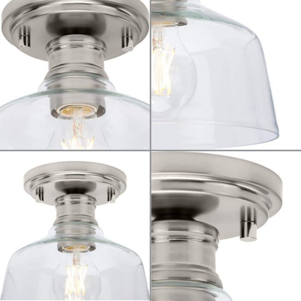 Brushed Nickel Glass Semi-Flush Mount Light