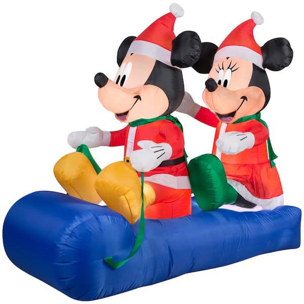 Disney 5 ft Pre-Lit LED Mickey and Minnie's Sled Scene Christmas Inflatable
