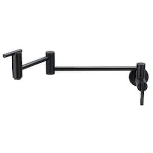 Parma Single Handle Wall Mount Pot Filler with 2.2 GPM in Satin Black